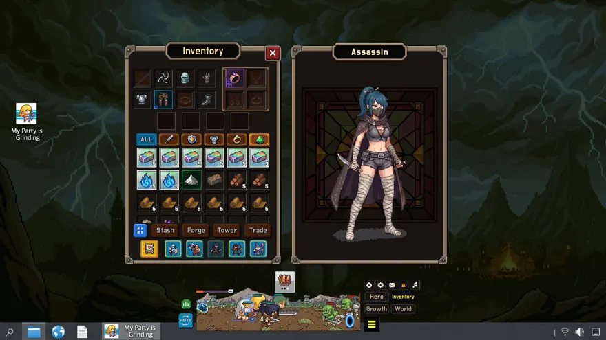 Loot and crafting inventory screen