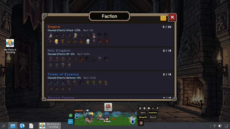 Skill and party management interface